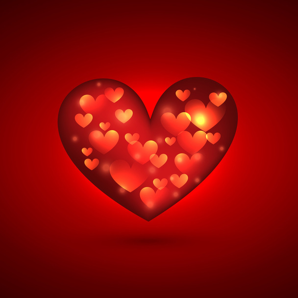 beautiful heart in red background - Vektori, kuva