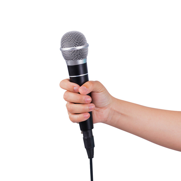 Female hand holding microphone - Zdjęcie, obraz