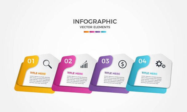 Diseño de plantilla de presentación de infografía empresarial moderna de cuatro pasos, 4 pasos Elementos de infografía creativa - Vector, imagen