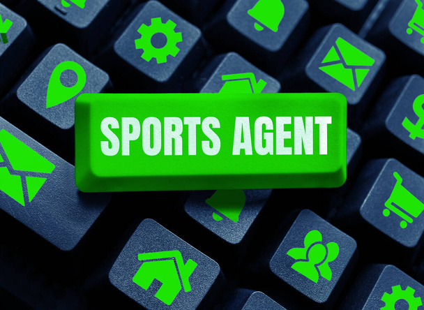 Exibição conceitual Sports Agent, Business overview person gerencia recrutamento para contratar melhores jogadores esportivos para uma equipe - Foto, Imagem