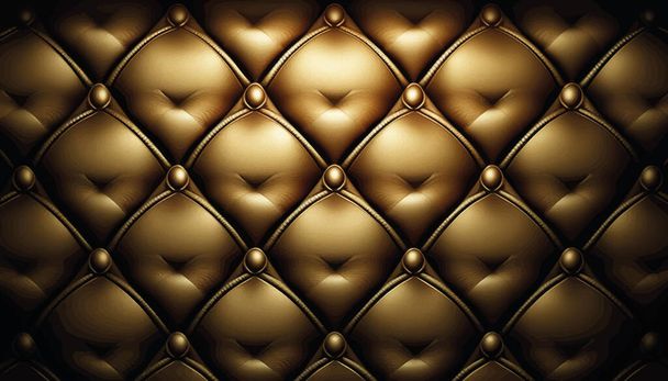 Роскошный кожаный узор золотого цвета с диагональными волнами золотых бусин. Матрас для кровати в спальне, генеративный ай. Векторная иллюстрация - Вектор,изображение