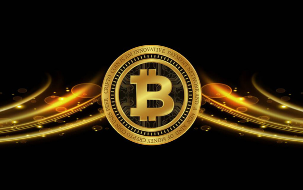 images du logo Bitcoin-btc sur un fond numérique. Illustrations 3D. - Photo, image