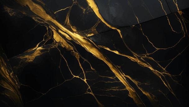 Luxury Black and Gold Marble texture background vector. Panoramic Marbling texture design. - Vektori, kuva