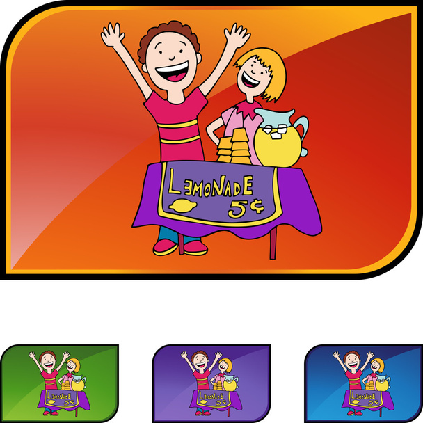 Lemonade Stand and kids web icon - Вектор, зображення