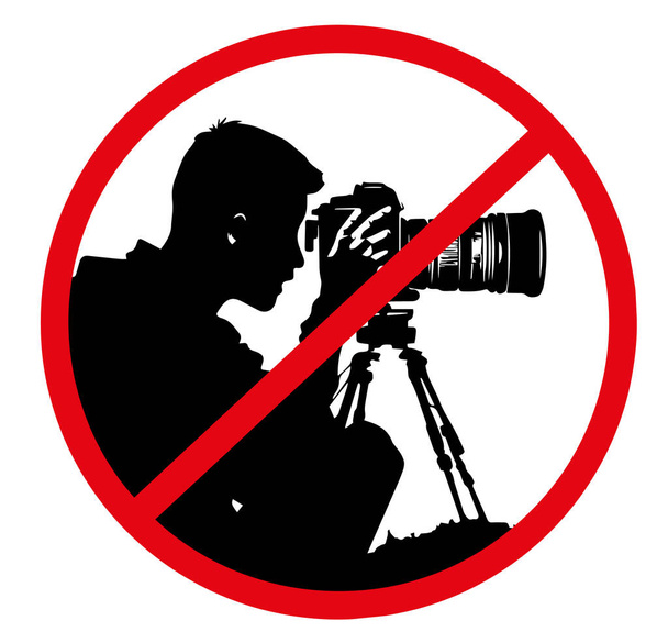 No photography zone sign. Flat vector illustration of no photography sign - Vecteur, image