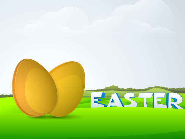 Goldene Eier für ein fröhliches Osterfest. - Vektor, Bild