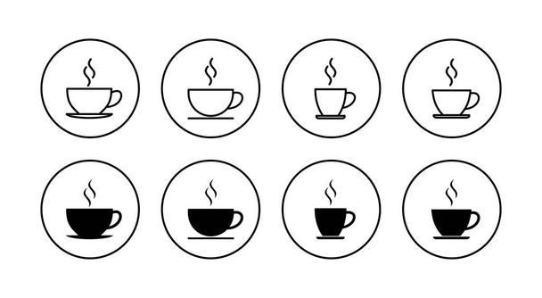 コーヒーカップのアイコンセット。コーヒーの看板やシンボルを - ベクター画像