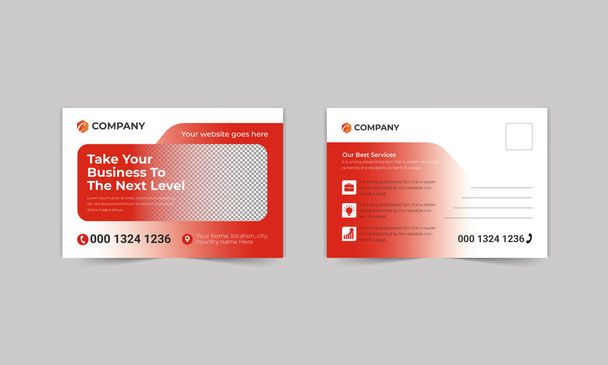 Corporate business postcard design, company services promotion postcard template - Vector, imagen