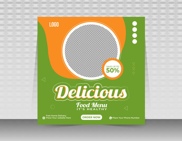 Food menu social media post banner template Layout design for marketing on social media banners or food  restaurant  Instagram post online banner vector layout - Vector, Image