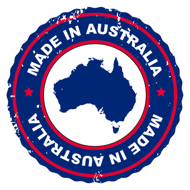 Znaczek w stylu retro Made in Australian zawiera mapę Australii. - Zdjęcie, obraz