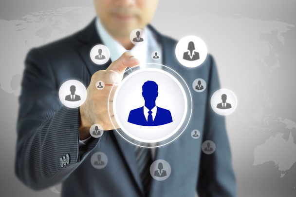 Hand pointing to businessman icon - HR - Photo, Image