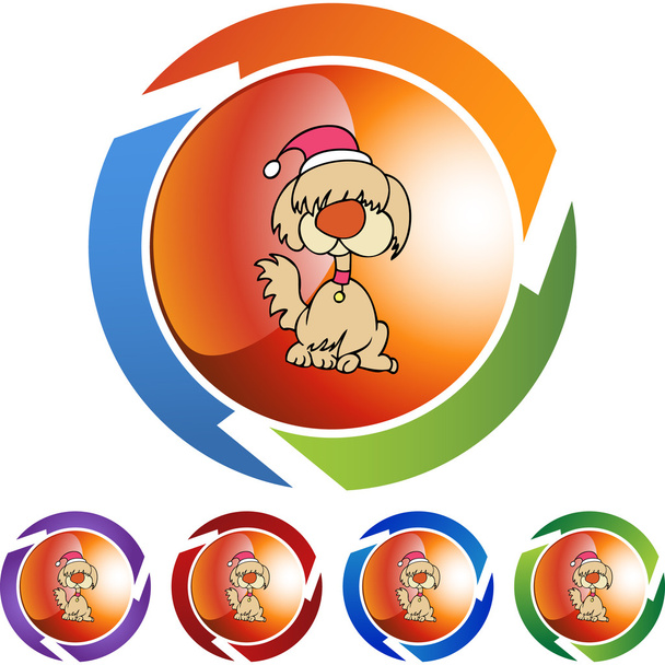 Christmas Dog web icon - Vector, Image