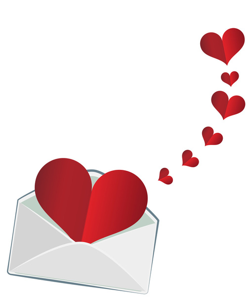 The heart in the envelope - Вектор,изображение