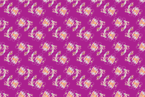Flowers of the valley on purple, pink and white colors. Seamless floral pattern. - 写真・画像