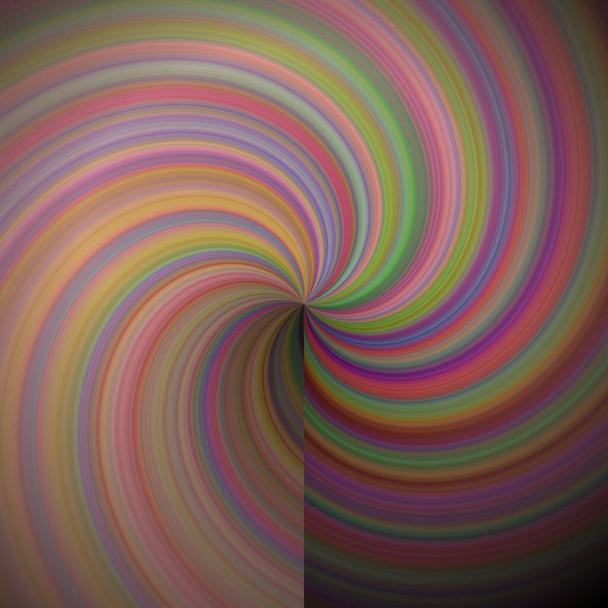 Spirale aus warmen Farben Linien geteilt durch eine vertikale Achse. Eine halbe Rotationslinie, die im Zentrum endet. - Foto, Bild