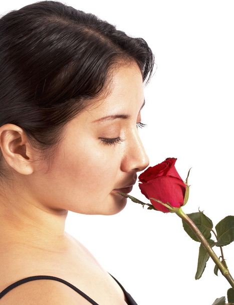 Mostrando amor con una rosa roja
 - Foto, Imagen
