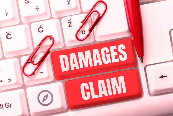Conceptual display Damages Claim, Concept jelentése Igénykompenzáció Perigate Insurance File Suit - Fotó, kép
