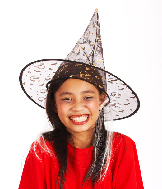 Menina bonito vestido como uma bruxa
 - Foto, Imagem