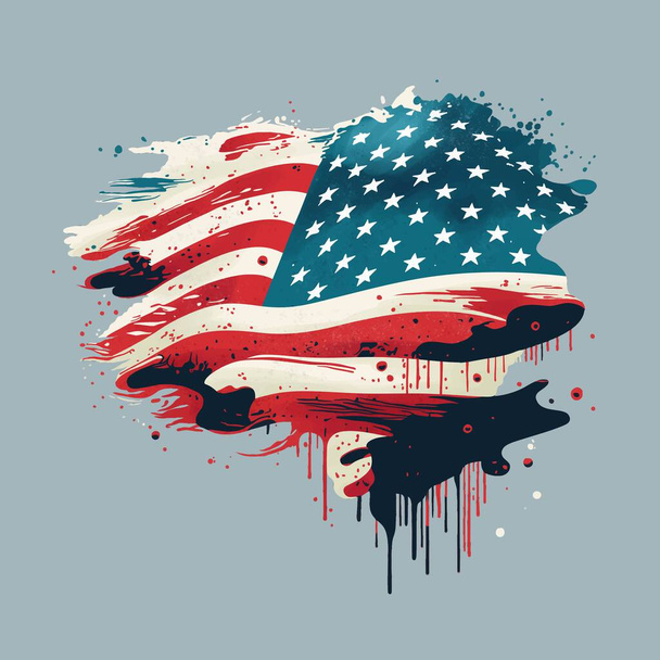 Grunge American bandera vector ilustración, elemento de diseño de vectores - Vector, Imagen