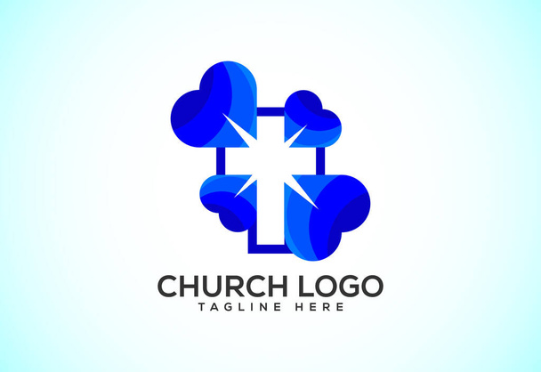 Chiesa logo colorato. Simboli dei segni cristiani. La croce di Gesù - Vettoriali, immagini