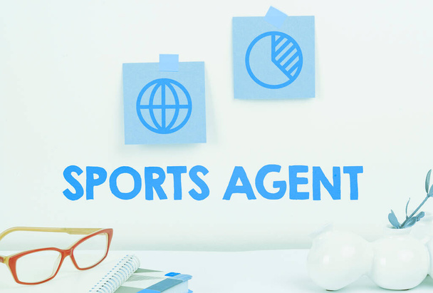 Texto que mostra inspiração Agente Esportivo, pessoa de abordagem de negócios gerencia recrutamento para contratar melhores jogadores esportivos para uma equipe - Foto, Imagem