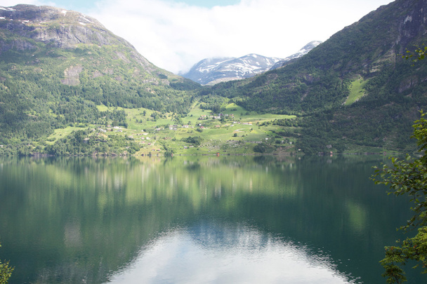 Wonderful fjord greens of norway in spring - 写真・画像