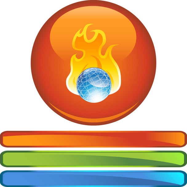 Burning Globe web button - Vektor, kép
