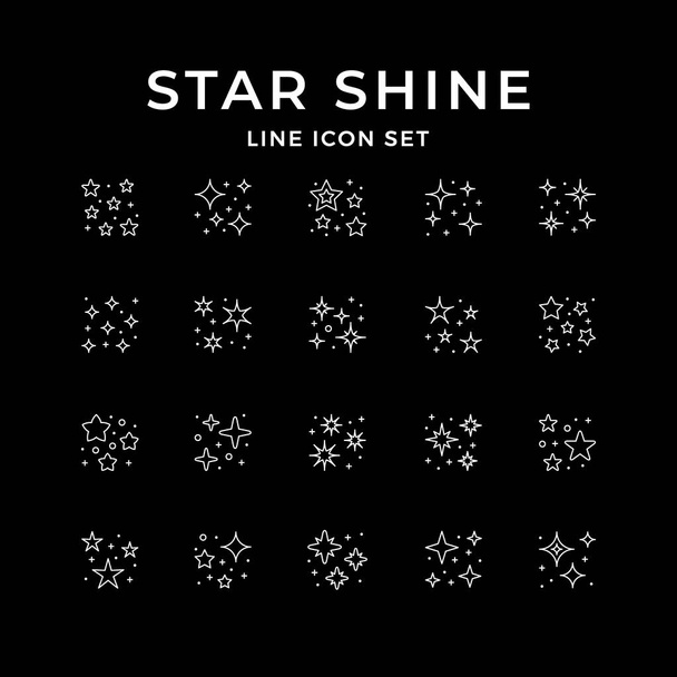 Set Ikonen des Sterns leuchten isoliert auf schwarz. Funkeln und funkeln Symbol. Vektorillustration - Vektor, Bild