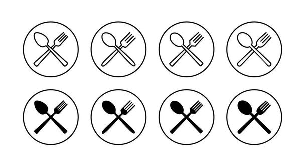 набір іконок ложки та виделки. ложка, виделка і значок ножа вектор. знак ресторану і символ
 - Вектор, зображення