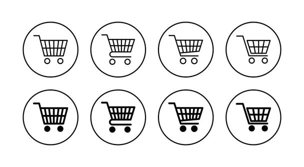 Conjunto de ícones de compras. Carrinho de compras sinal e símbolo. Ícone do carrinho - Vetor, Imagem