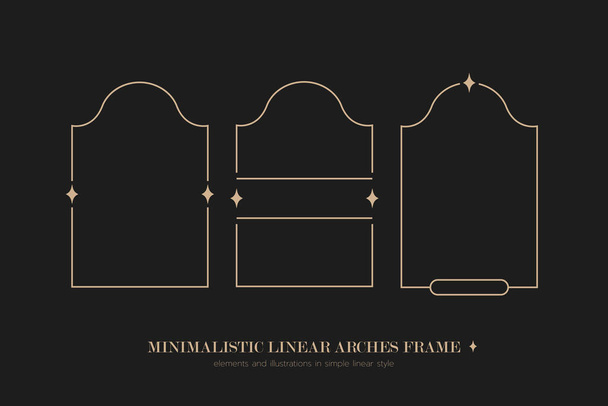 Minimalistic linear arches frame, elements and illustrations in simple linear style - Vector, Image