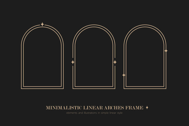 Minimalistic linear arches frame, elements and illustrations in simple linear style - Vektori, kuva