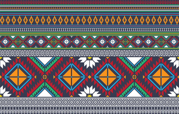 Patrón geométrico étnico oriental sin costura tradicional Diseño para fondo, alfombra, papel pintado, ropa, envoltura, Batik, tela, vector, ilustración, estilo de bordado. - Foto, imagen