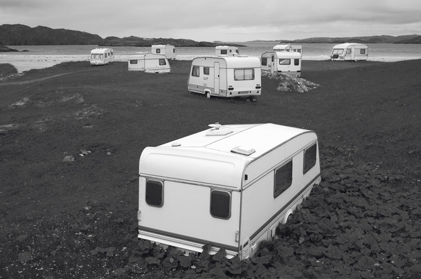 Camper vans parked on a beach. Scotland. UK - Photo, Image
