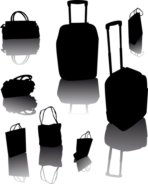 сумки и чемоданы с отражениями
 - Вектор,изображение