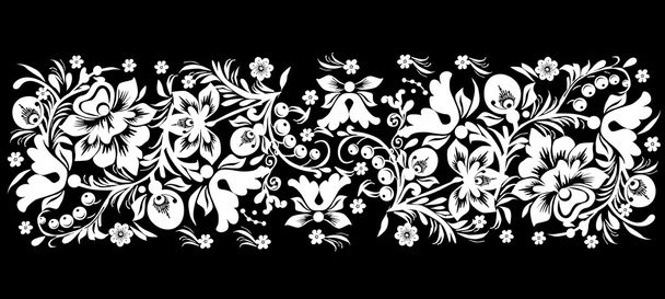 black and white flower ornamental band - Vector, Image