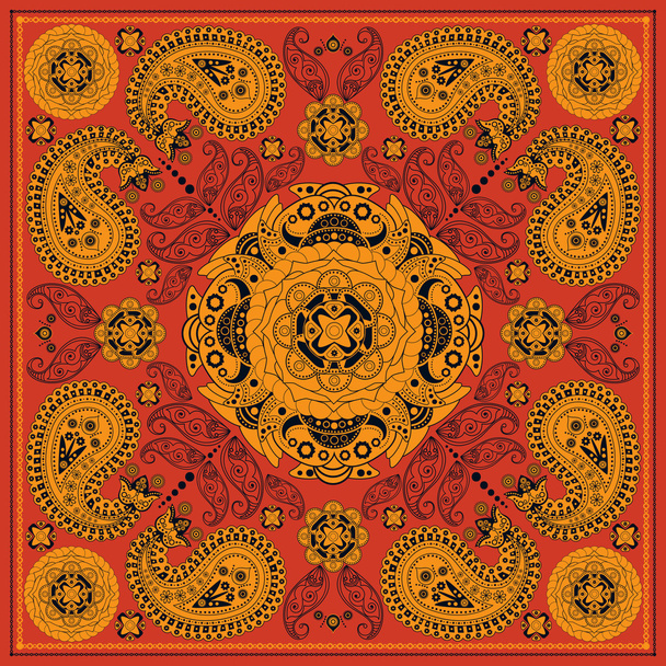 Patrón ornamental cuadrado con flores
 - Vector, imagen