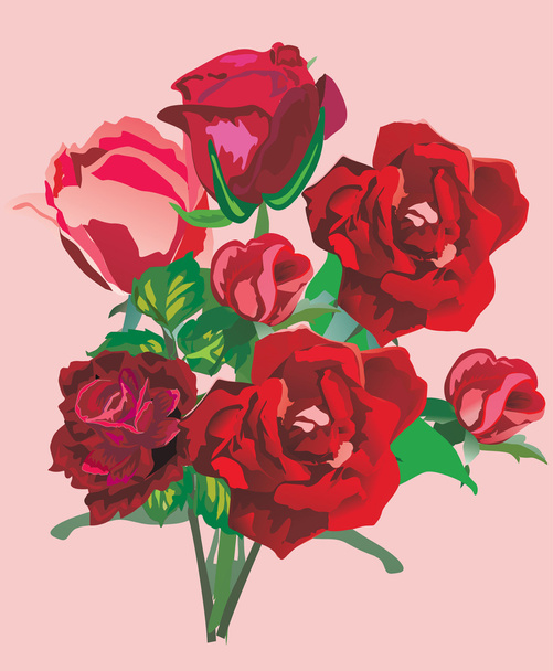 hromada rudých růží - Vektor, obrázek