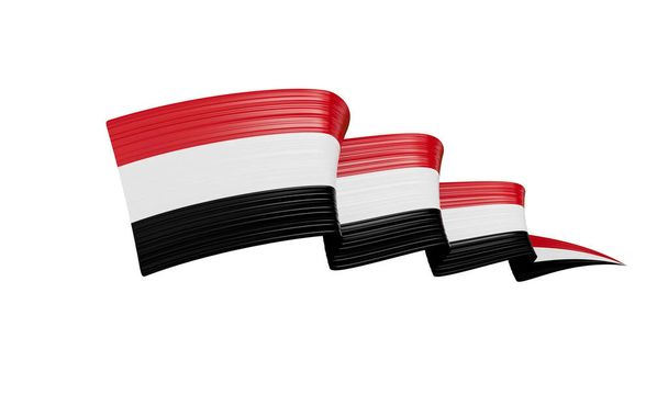 3d Flag of Syria Country Shiny Wavy 3d Ribbon of Syria isolated on White Background, 3d illustration - 写真・画像