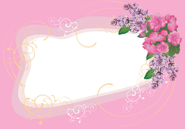 цветочная рамка с цветками лиака на розовом
 - Вектор,изображение