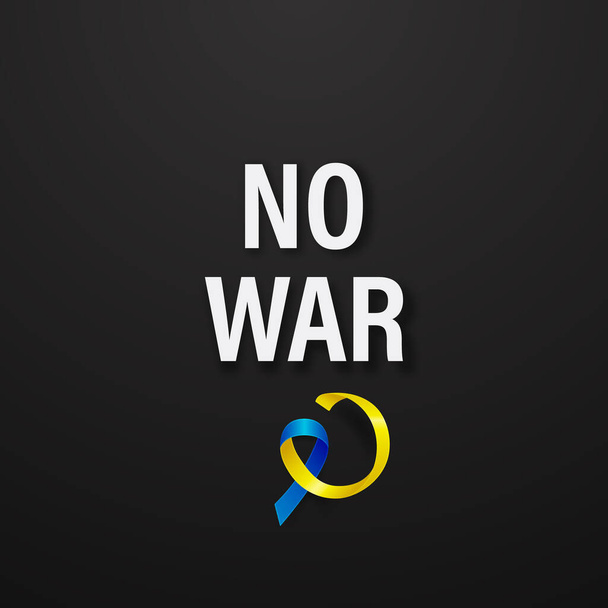 No War in Ukraine. Anti War Call with the Smbol of Peace with Blue and Yellow Silk Ribbon. Ukranian Flag Colors. Struggle, Protest, Support Ukraine, Slogan. Vector Illustration. - Vektör, Görsel