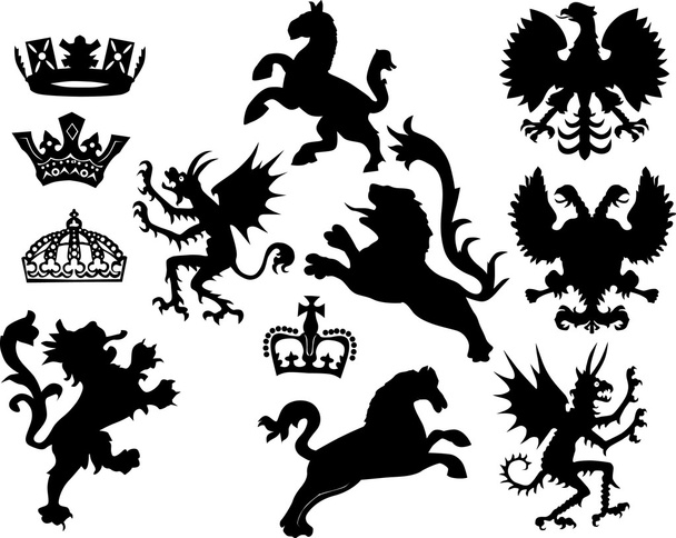 heraldic symbol large set - Διάνυσμα, εικόνα