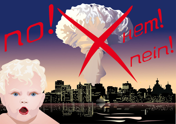 child and atomic explosion cloud - Vector, Image