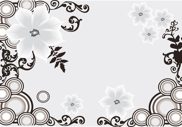 grey floral ornament illustration - ベクター画像