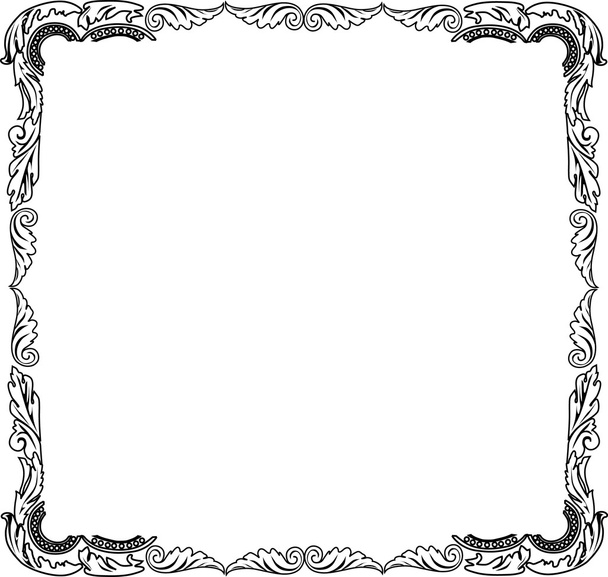 black and white curled frame design - Wektor, obraz