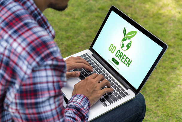 緑のマーケティング戦略に感謝する食品企業ビジネスのための緑のビジネス変革 - 写真・画像