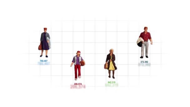 A business concept with miniature people and graphics. Concept of a competitive society. - Video