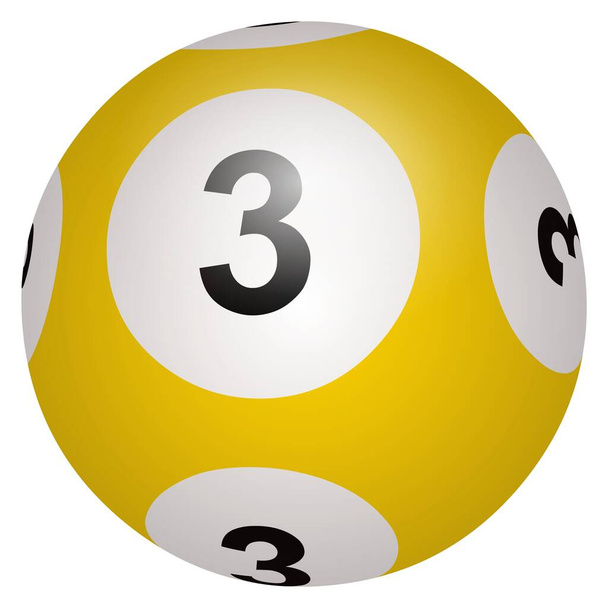 Lotto ball number 3 on a white background  - Foto, Bild
