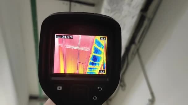Thermal imager. Checking heat loss. Industrial equipment. Temperature control - Video
