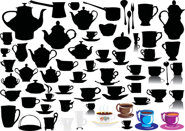 Набор из разных чашек
 - Вектор,изображение